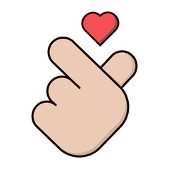 Human hand showing heart sign gesture on white background