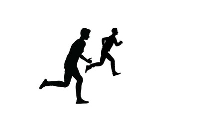Men running black and white