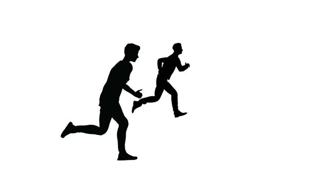 Men running black and white