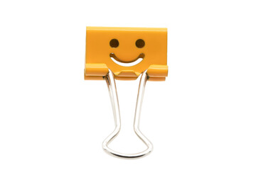 Orange binder clip on transparent background png file.