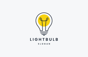 light bulb line vector logo template energy electricity concept idea line art icon .