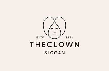 abstract clown logo icon design vector illustration line art icon .