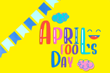 Banner for April Fool's Day on yellow background