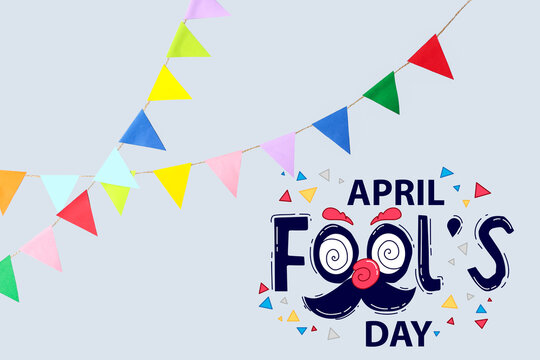 Banner for April Fool's Day on grey background