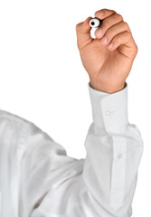 Fototapeta premium Closeup of a Businessman Writing on the Air