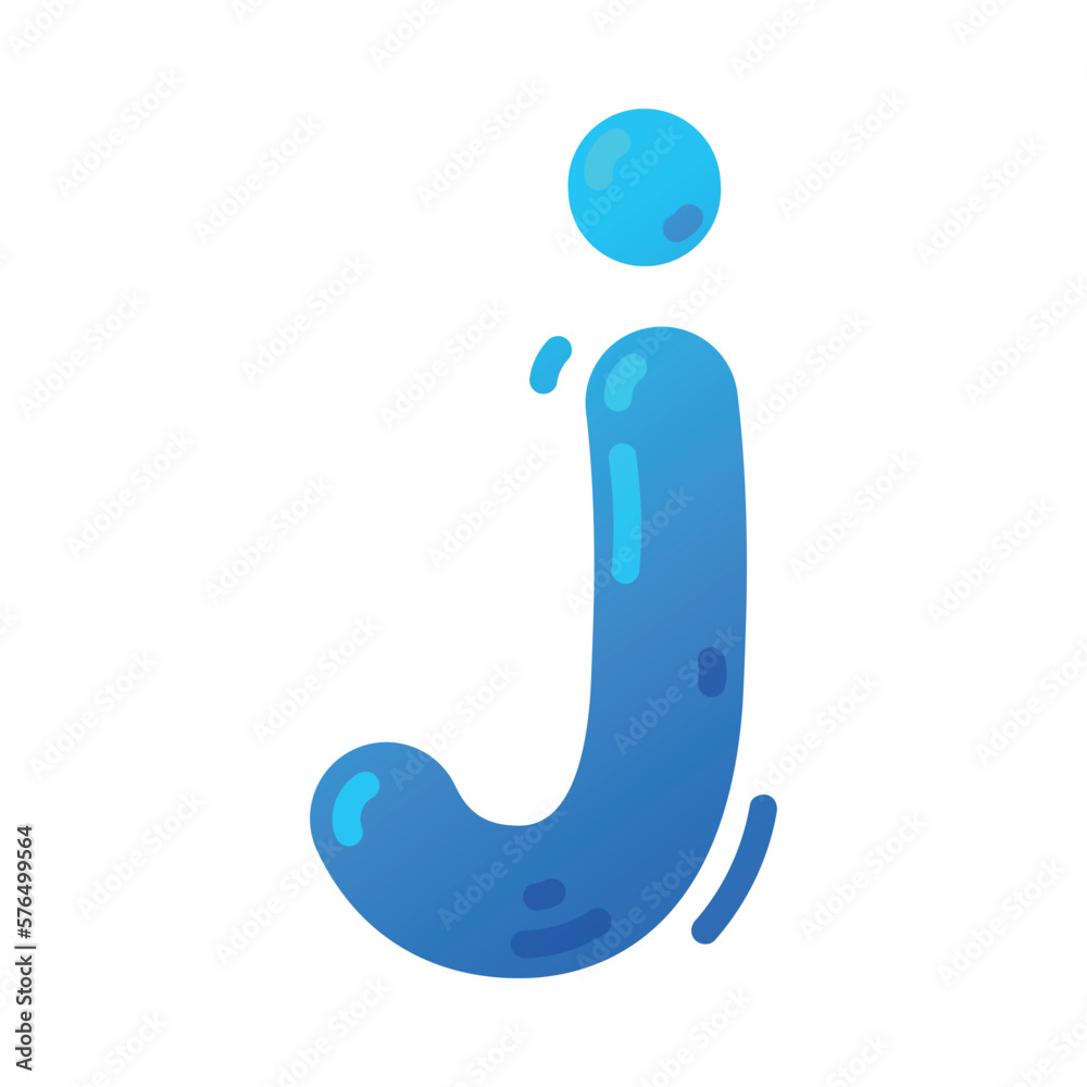 Sticker Funny Bright Balloon Letter J of Children Alphabet Vector Illustration