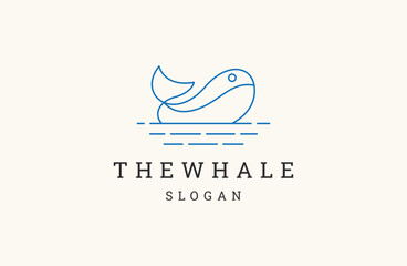 whale humpback logo vector illustration design, whale fish line art logo design .