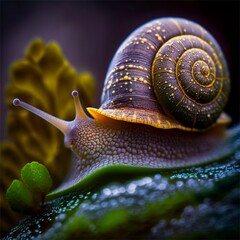 closeup of snail, generative ai