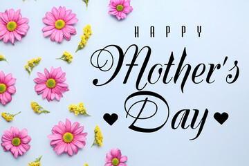 Beautiful greeting card for Mother's Day with fresh flowers