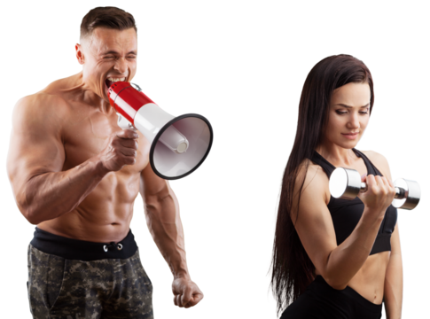 Portrait of couple young fit sporty people - Powered by Adobe