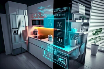 smart home kitchen management system using augmented reality, future concept, generative ai
