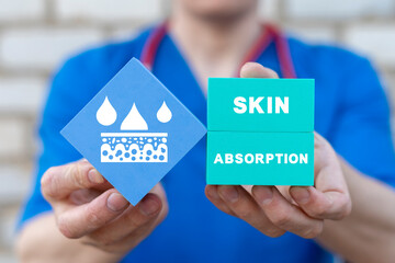 The mechanism of nutrient absorption through skin layer. Concept of skin absorption. Absorption....