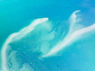Top view Sea surface aerial view,Bird eye view photo of turquoise waves and water surface texture, Blue sea background, Beautiful waves nature, Amazing view seascape