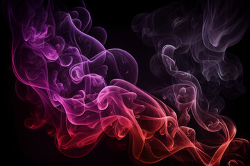 Fototapeta premium Abstract colorful red and purple smoke on black background. Generative AI illustration