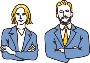 腕組みをしている外国人のビジネスパーソン