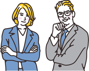 腕組みをしている外国人のビジネスパーソン