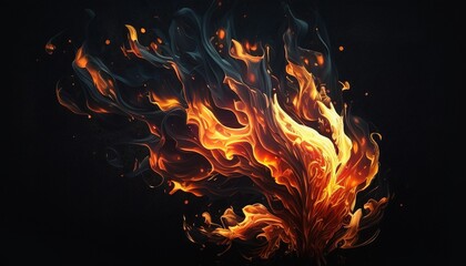 Fiery blaze ignites the darkness Illustration of fire