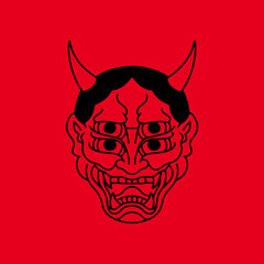 vector illustration of red samurai concept