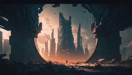 game characters in futuristic cyborb style created with generative ai technology