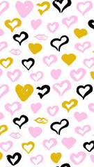 wallpaper with painted hearts