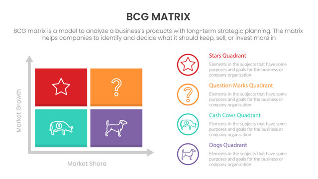 bcg growth share matrix infographic data template with chart and circle information points concept for slide presentation