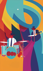 jazz band music vector poster - 576504773