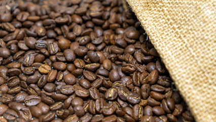 Coffee beans, background, texture, close-up