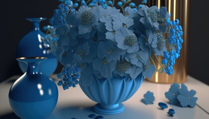 Blue flowers arranged in an elegant display