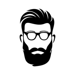 Bearded men face, hipster character. avatar, emblem, icon, label. Vector illustration..eps