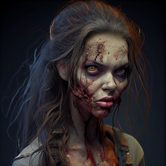 Zombie Woman Portrait, AI
