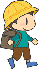 ランドセルを背負った小学校低学年の男の子1（輪郭線あり）