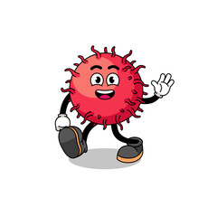rambutan fruit cartoon walking