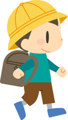 ランドセルを背負った小学校低学年の男の子1（輪郭線なし）