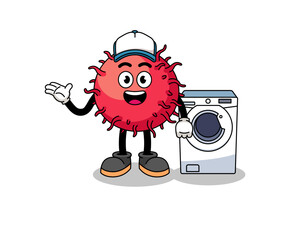 rambutan fruit illustration as a laundry man