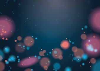 Abstract blurred vector background with light glare, bokeh and glowing particles. Abstract bokeh lights with soft dark background illustration.
