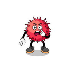 Character Illustration of rambutan fruit with tongue sticking out
