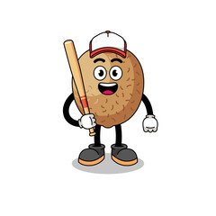 kiwifruit mascot cartoon as a baseball player
