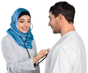 Beauty arab saudi doctor woman examining patient