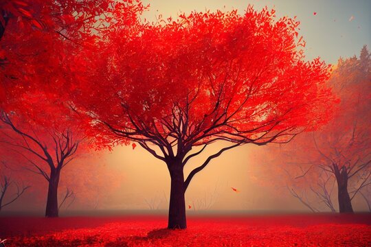 Avikalp MWZ2415 Sun Red Leaves Heart Trees Fantasy HD Wallpaper  Avikalp  International  3D Wallpapers
