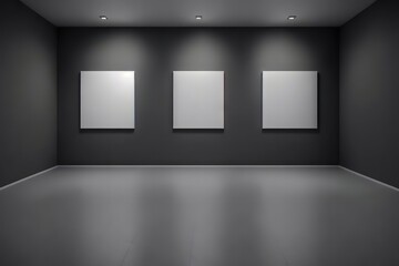 Beautiful minimalist interior with empty frames, wall mockup, Genertive AI