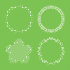 素材_フレームのセット_桜をモチーフにした春の飾り枠。シンプルで高級感のある囲みのデザイン。テキスト無し