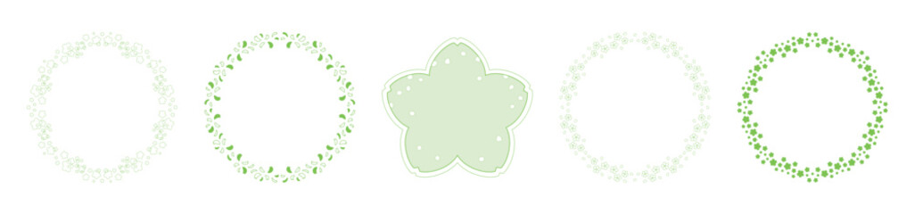 素材_フレームのセット_桜をモチーフにした春の飾り枠。シンプルで高級感のある囲みのデザイン。テキスト無し