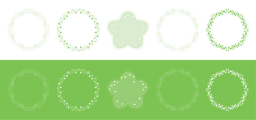 素材_フレームのセット_桜をモチーフにした春の飾り枠。シンプルで高級感のある囲みのデザイン。テキスト無し