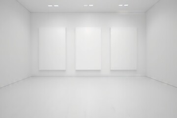 Fototapeta na wymiar Beautiful minimalist interior with empty frames, wall mockup, Genertive AI