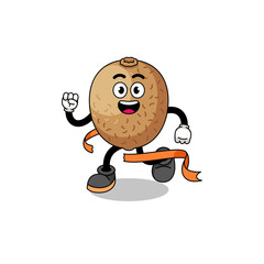 Mascot cartoon of kiwifruit running on finish line