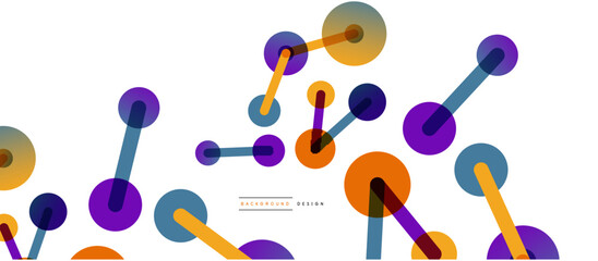 Line points connections geometric abstract background. Circles connected by lines. Trendy techno business template for wallpaper, banner, background or landing