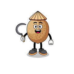 Illustration of kiwifruit as an asian farmer