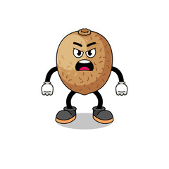 kiwifruit cartoon illustration with angry expression
