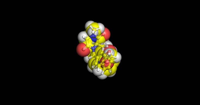 Tadalafil (Adcirca, Alyq, Cialis, Entadfi, Tadliq) 3D molecule spinning 