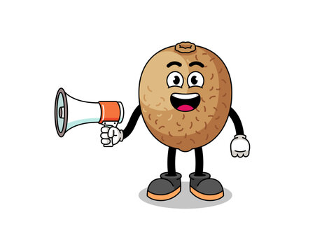 kiwifruit cartoon illustration holding megaphone